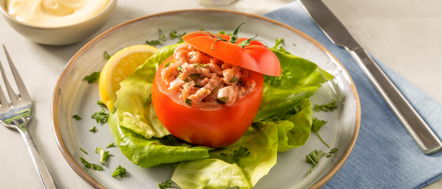 Tomate mit Garnelen